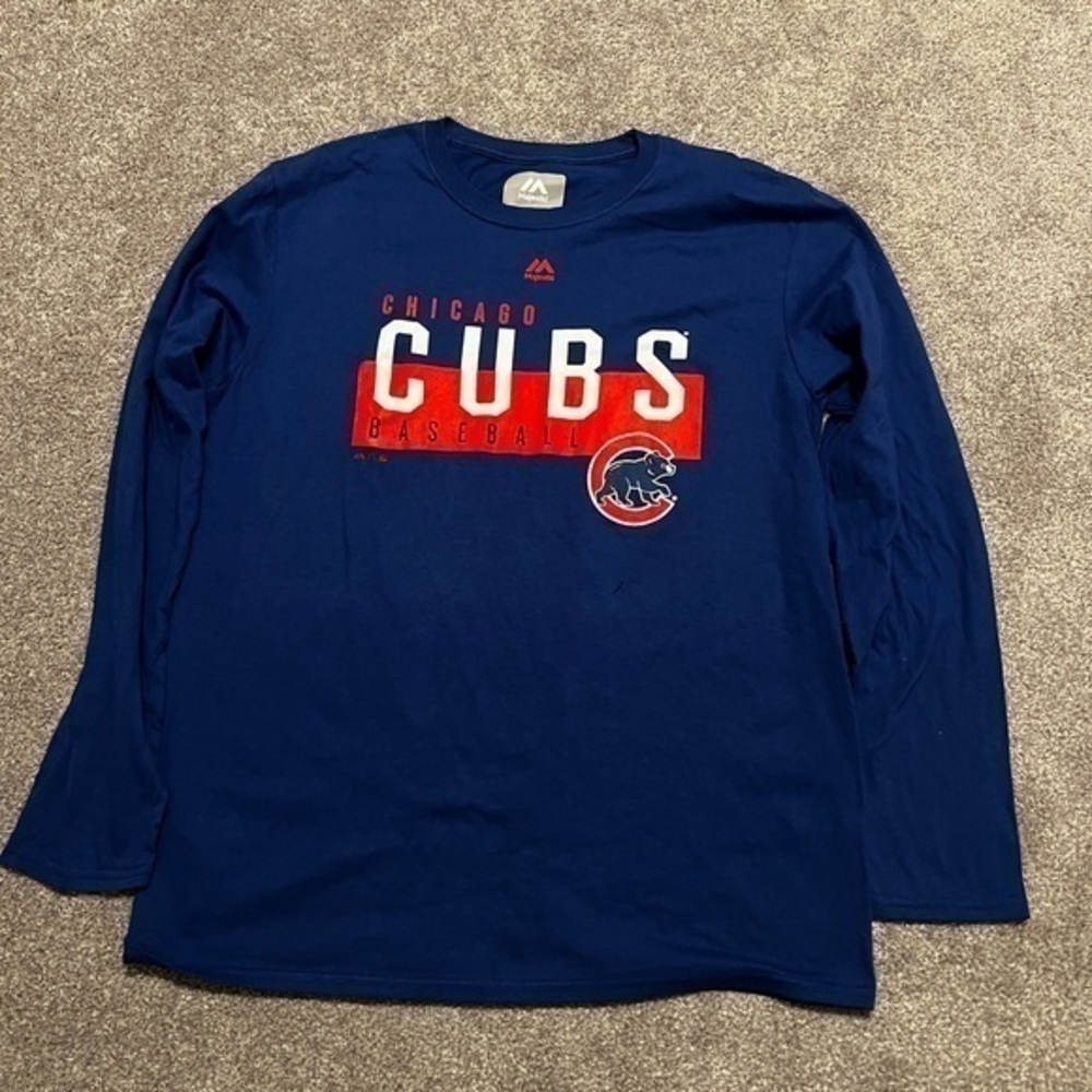 Majestic Chicago Cubs Blue Long Sleeve Shirt